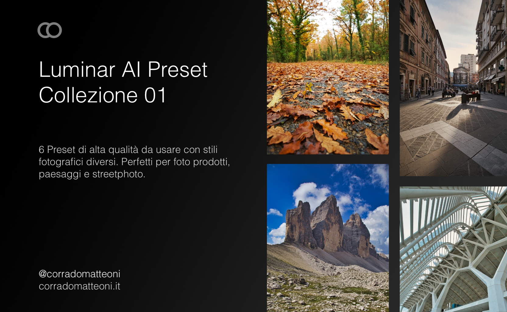 Una selezione di Preset per Luminar AI